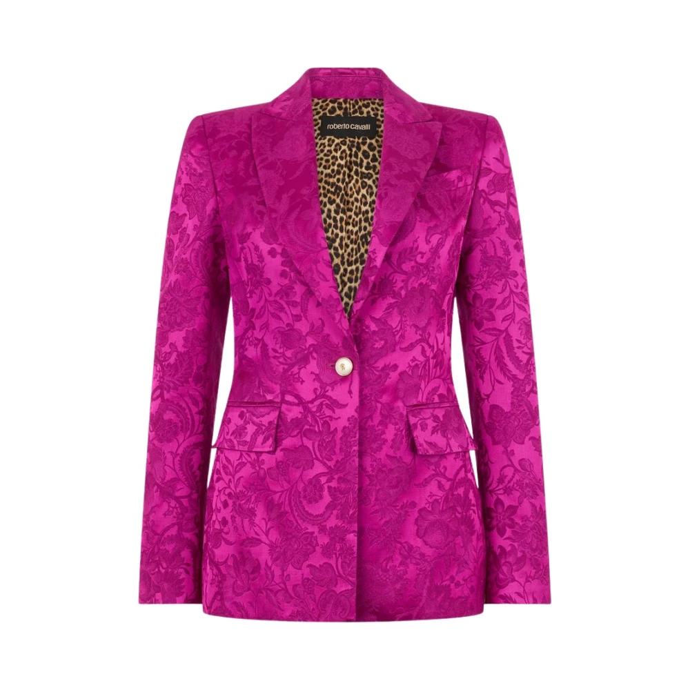 Roberto Cavalli Rosa Blazer I Jacquardmönster Med Florentinska Blommor