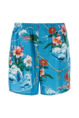 Shorts i sidenkypert med tryck