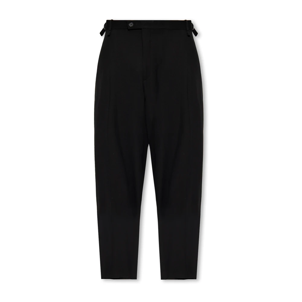 Balenciaga Ontspannen zittende broek met geplooide voorkant Black Heren