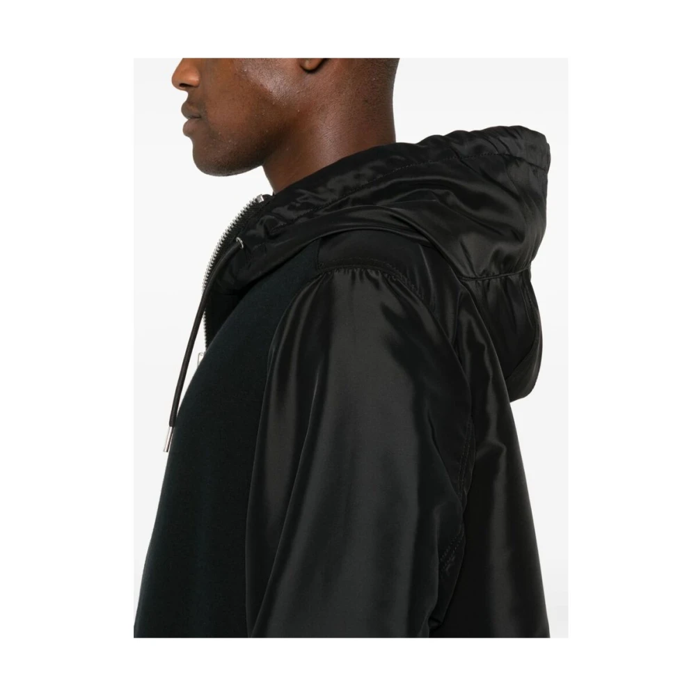 Sacai Zwarte Panel Zip-Up Hoodie Black Heren