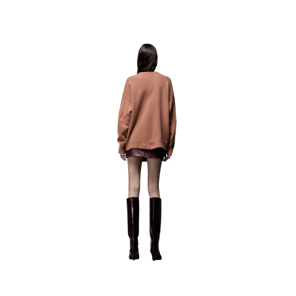 Aniye By Zachte wollen trui met stoere details Pink Dames