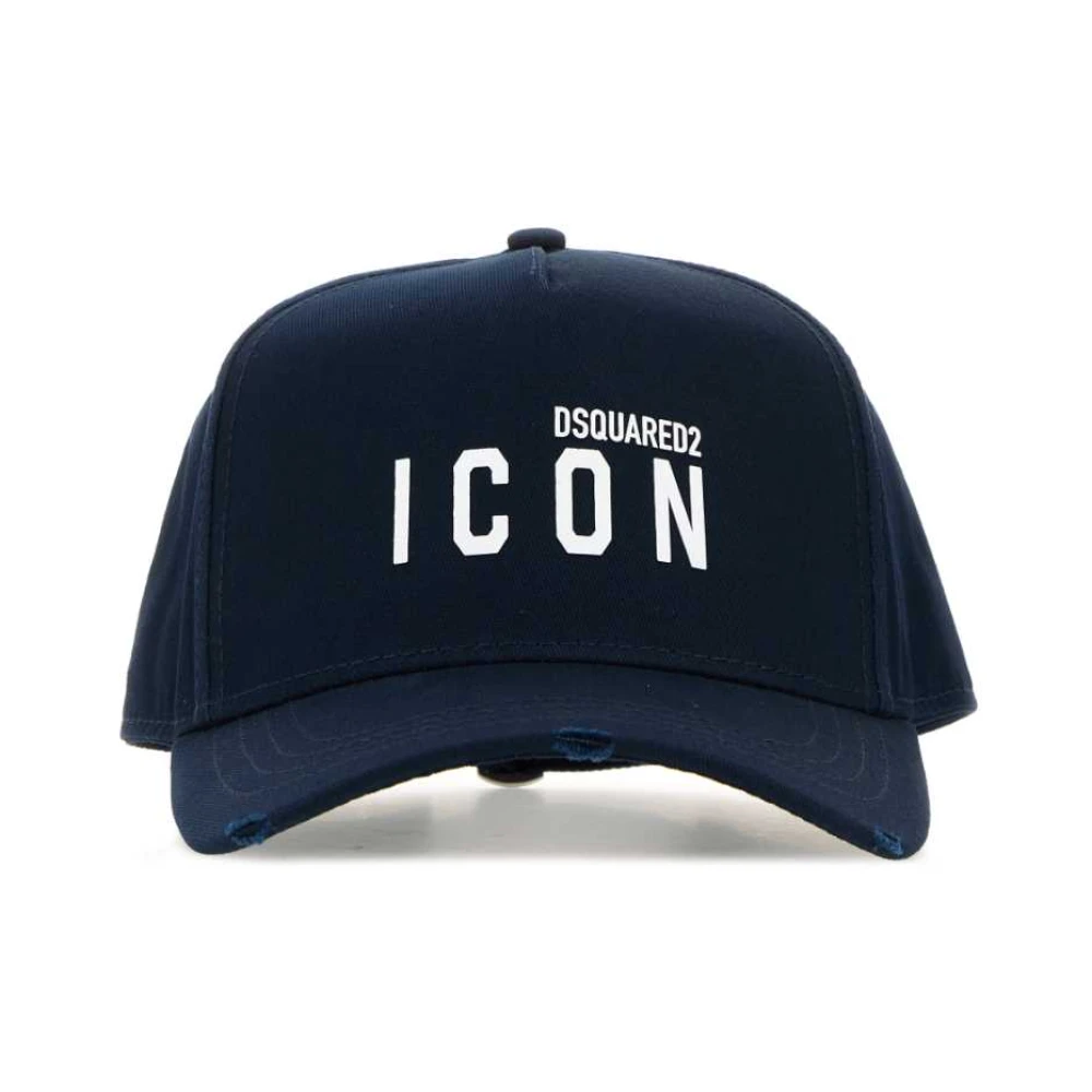 Dsquared2 Mini Icon Baseball Cap in Middernachtblauw Katoen Blue Heren