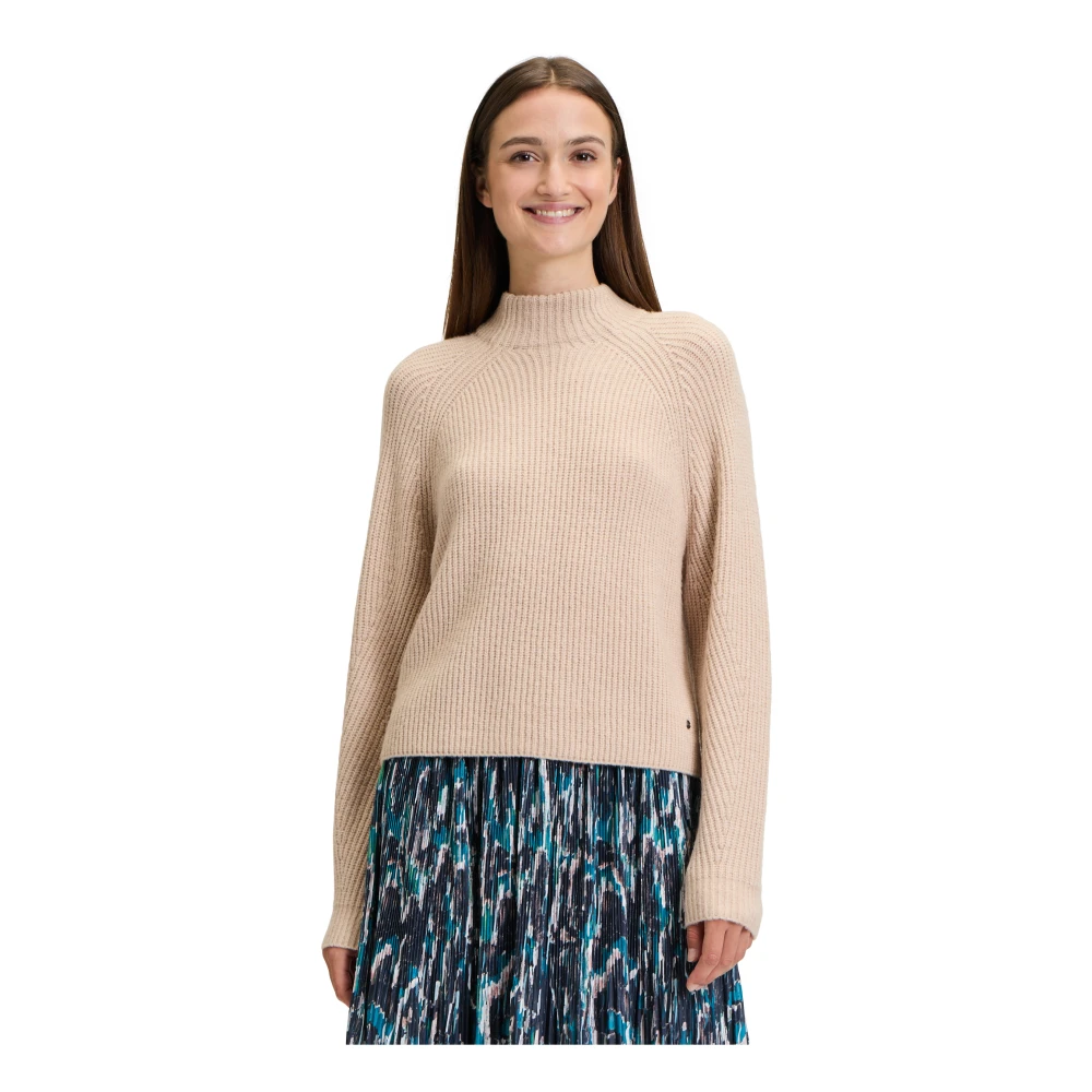 Betty & Co Chunky Gebreide Hoge Hals Trui Pink Dames