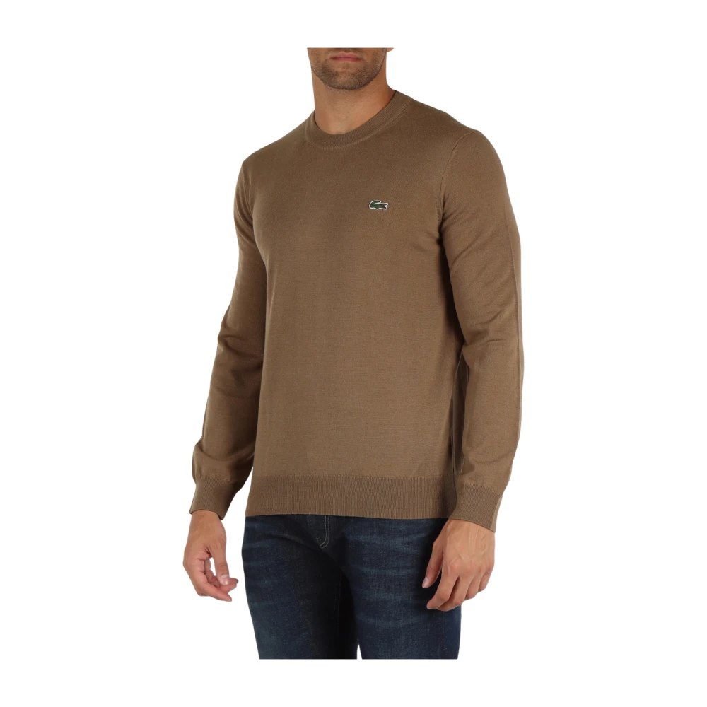 Lacoste Regular Fit Wollen Trui Brown Heren