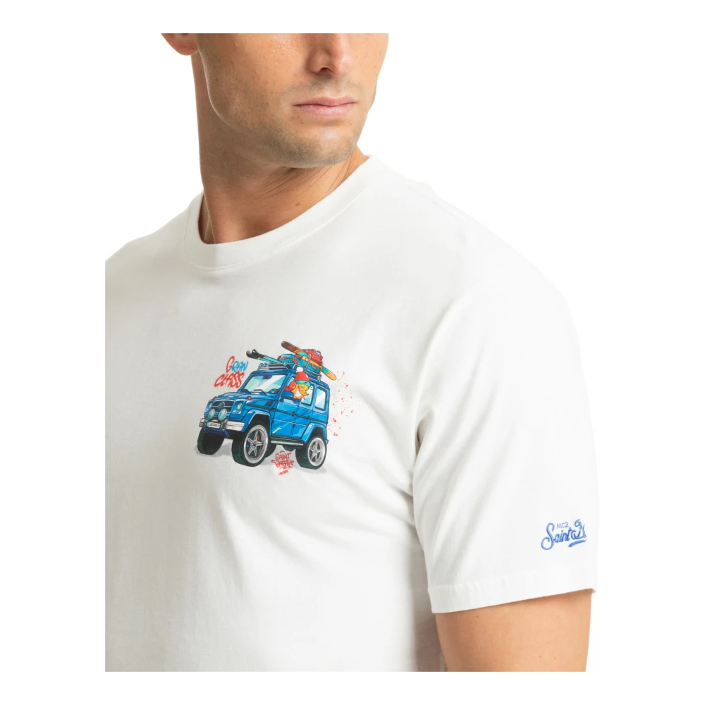 MC2 Saint Barth Gestreept Crypto Puppets Logo T-shirt White Heren