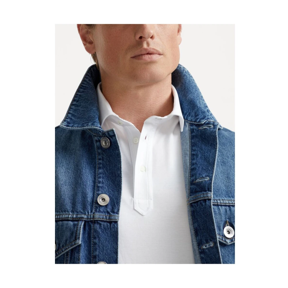 BRUNELLO CUCINELLI Witte Katoenen Polosweater White Heren