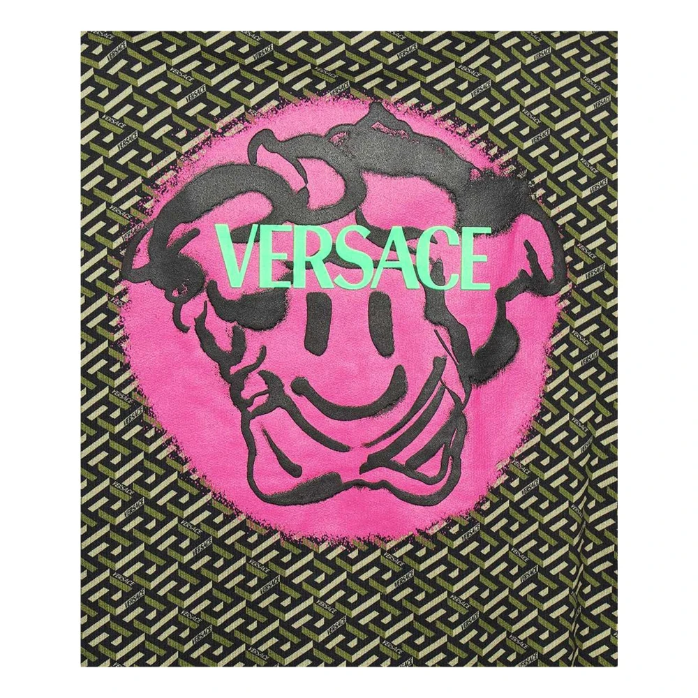 Versace Hoodie met ritssluiting en logo detail Black Heren