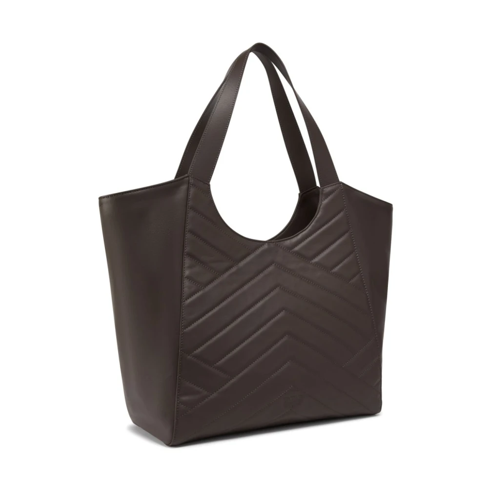 pinko Chevron Gewatteerde Leren Tote Tas Brown Dames