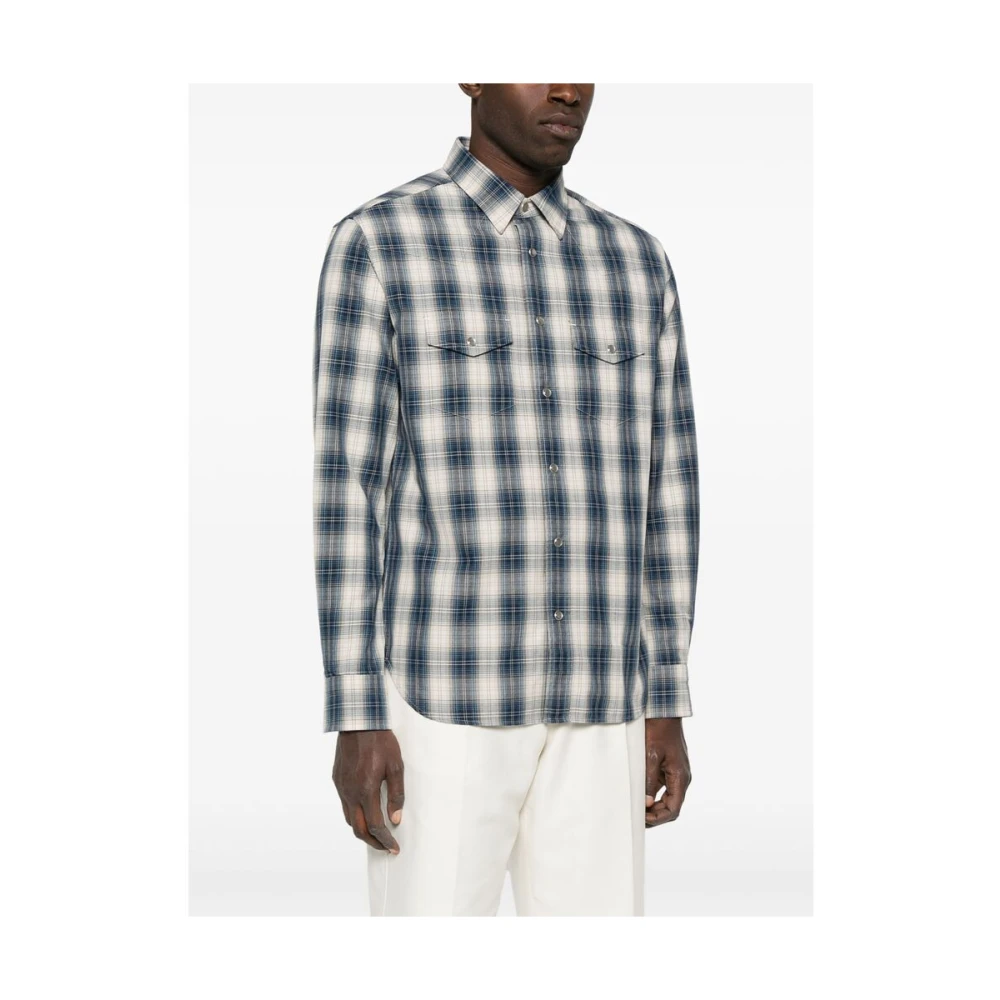 Tom Ford Navy Blue Western-Style Overhemd Blue Heren