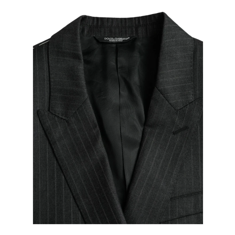 Dolce & Gabbana Zwart Gestreepte Jas Blazer Black Heren