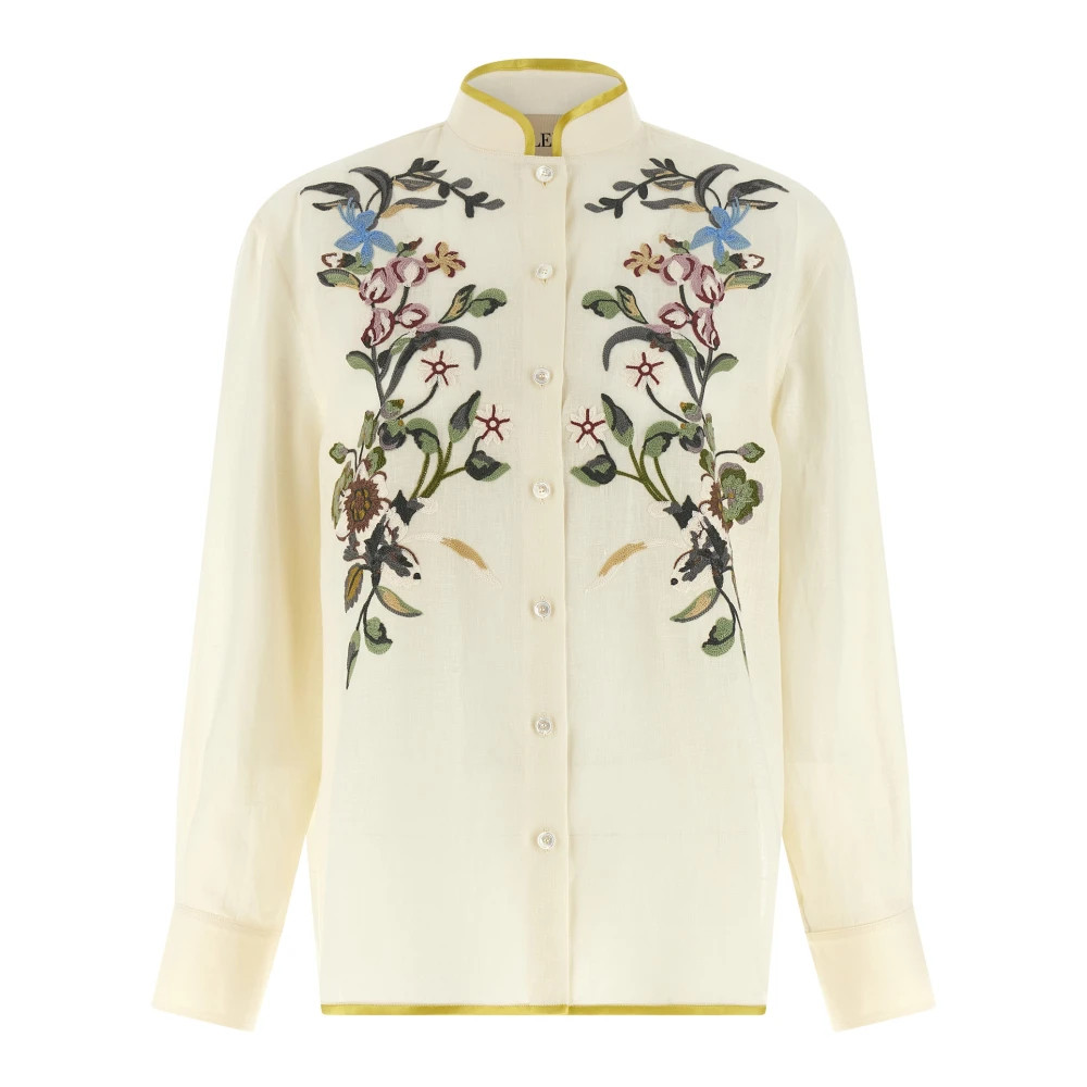 Valentino Garavani Women's Beige Embroidered Linen Shirt