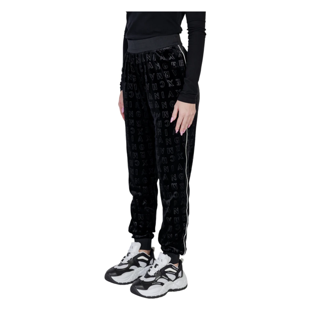 Armani Exchange Zwarte geprinte slip-on broek Black Dames