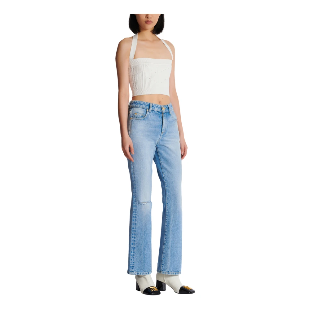 Balmain Gebreide halternek top White Dames