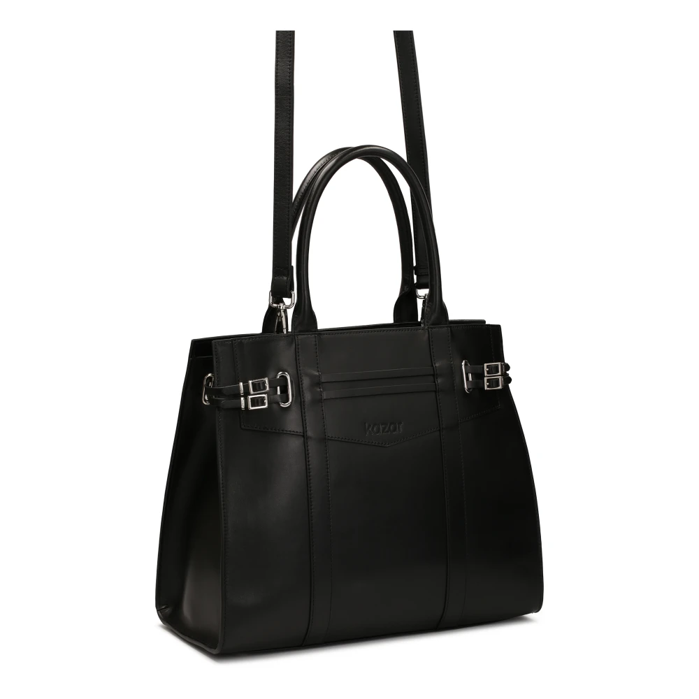 Kazar Zwarte handtas versierd met gespbanden Black Dames