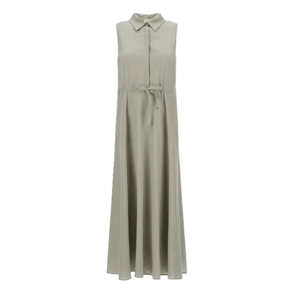 Herno Geweven jurk met hemdkraag Gray Dames
