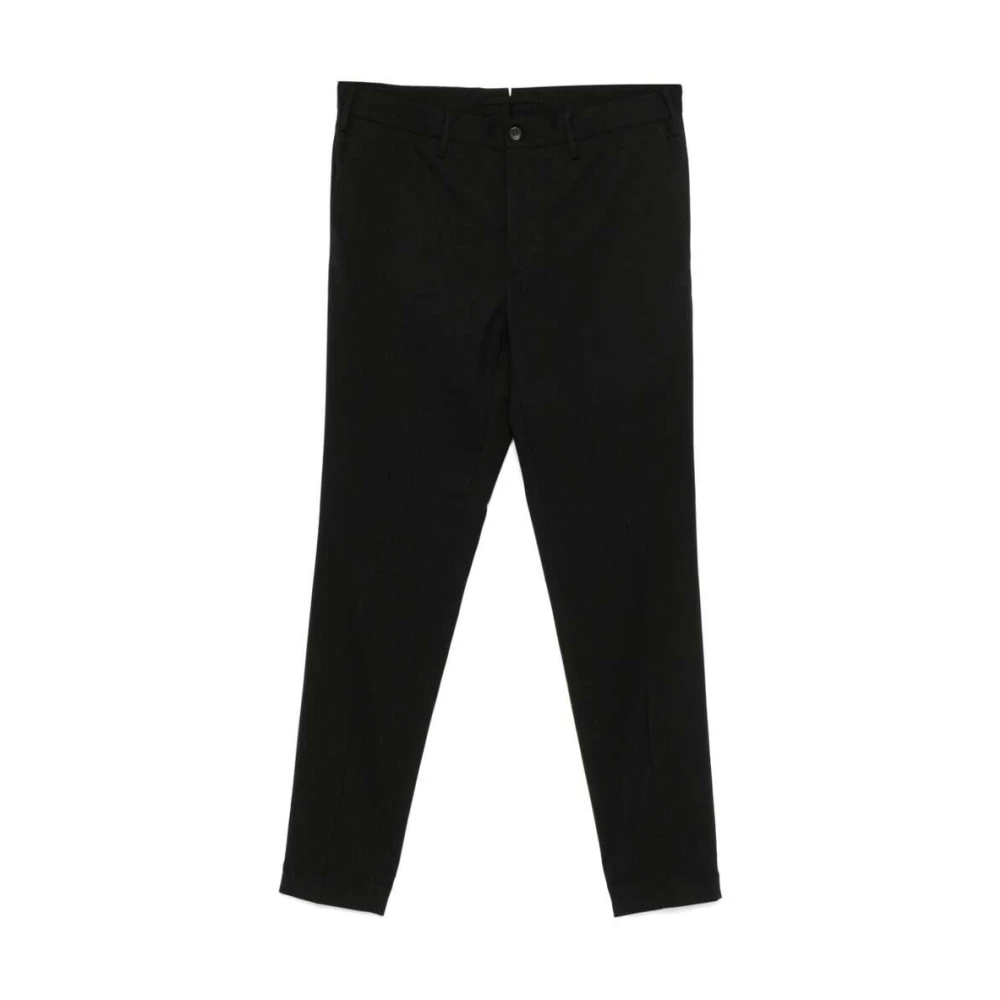 Incotex Zwarte wollen taps toelopende broek Black Heren