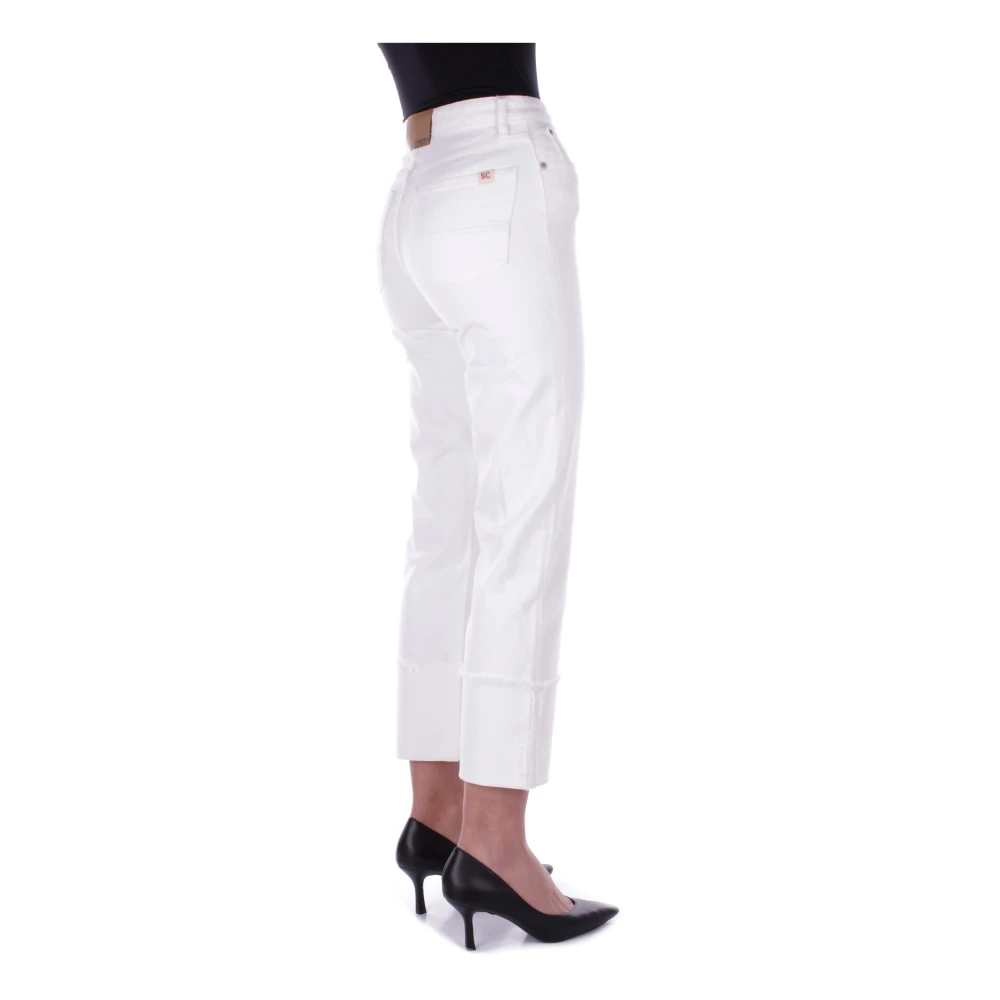 Semicouture Cropped Jeans White Dames