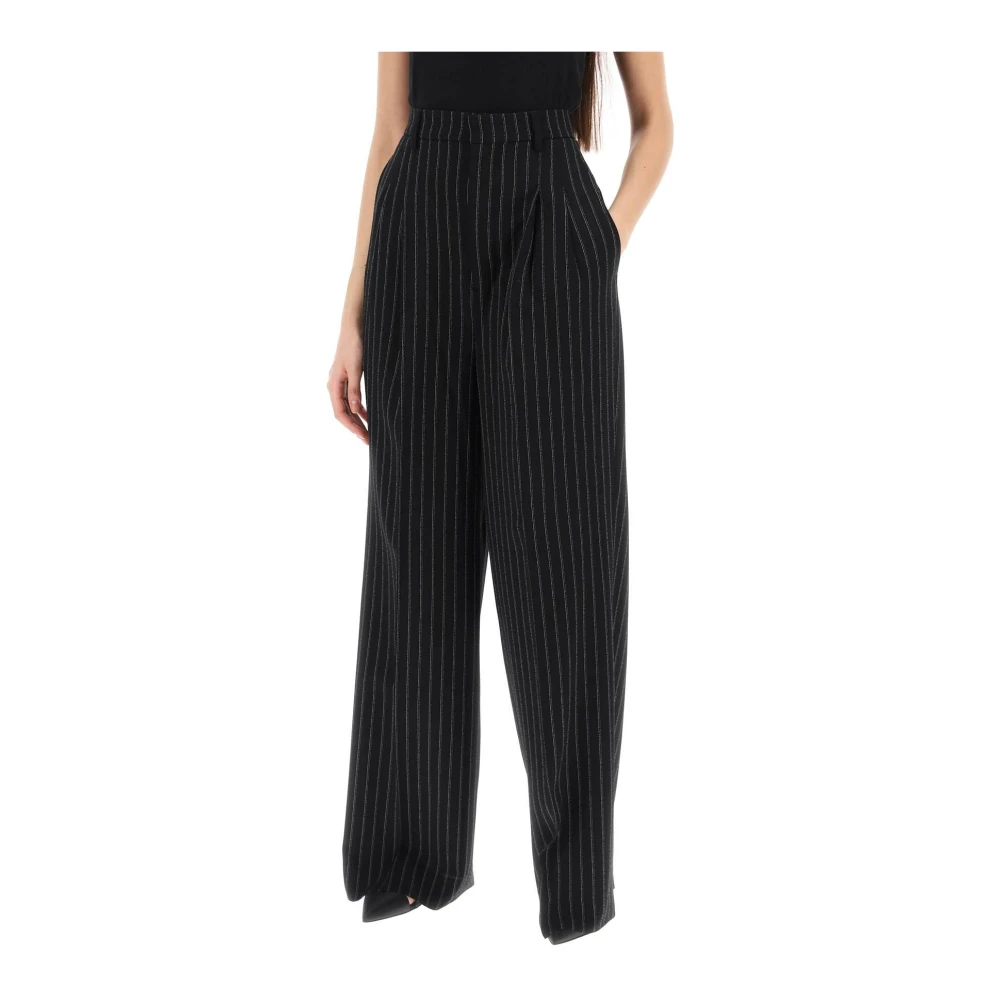 Ami Paris Wijde Pinstripe Pantalon Black Dames