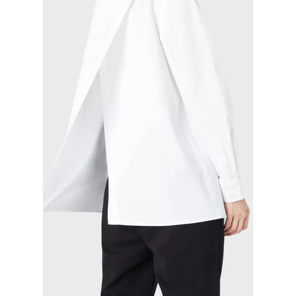 Emporio Armani Oversized Katoenen Shirt met Fluweelachtige Textuur White Dames