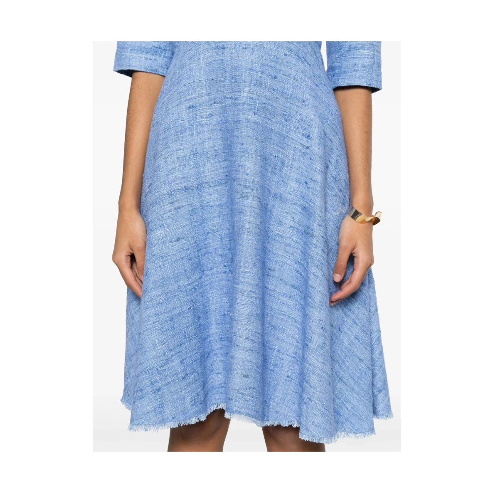 Charlott Cerulean Blue Zijden Jurk met Ronde Hals Blue Dames