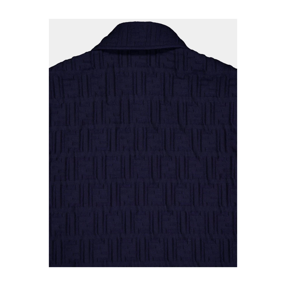 Fendi Blauwe Katoen-Nylon Blouson Jas Blue Heren