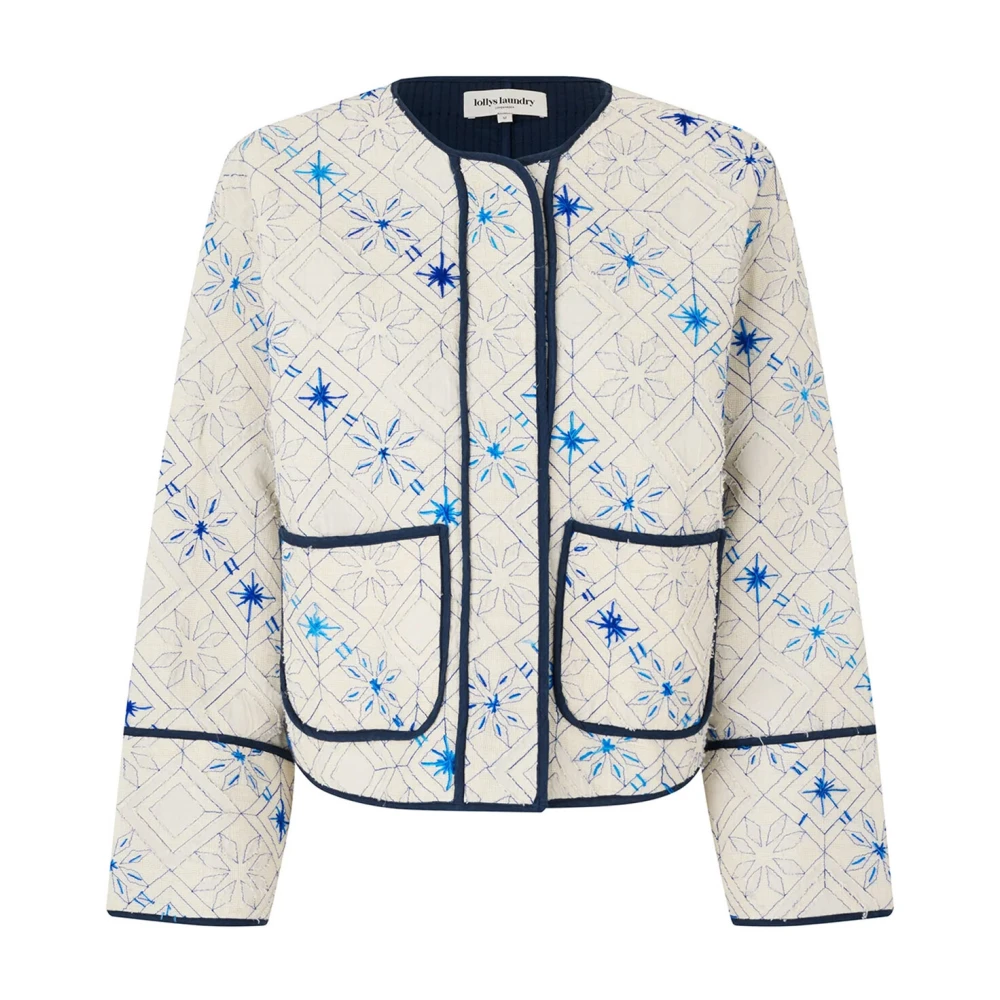 Lollys Laundry Jas met Geometrisch Patroon in Roomwit Beige Dames