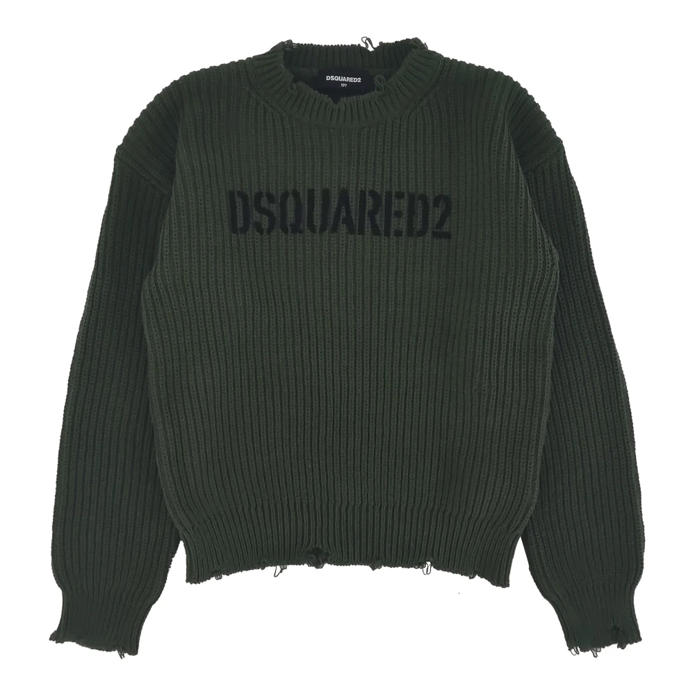 Dsquared2 Boys Green Maglia In Misto Cotone - Kids Knitwear - 16 Y - Kids