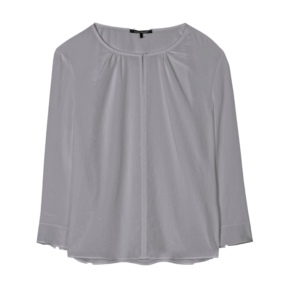 LUISA CERANO Blouse Shirt met Techno-Zijde Knoopsluiting Gray Dames
