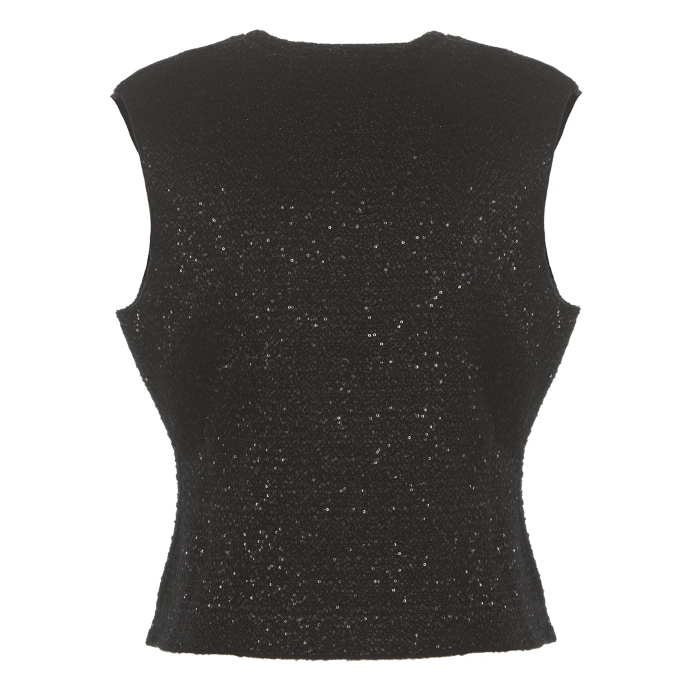 Kangra Zwarte Kasjmier Pailletten Vest Vrouw Black Dames
