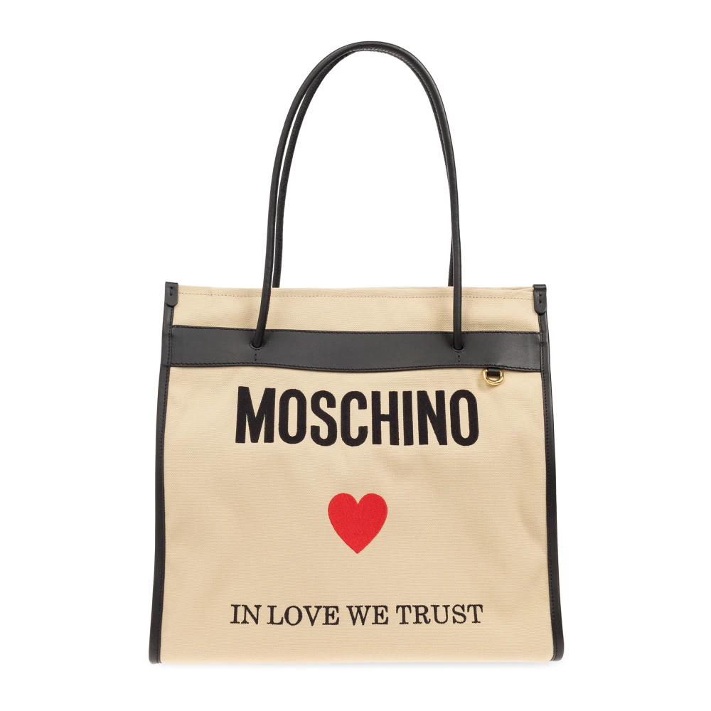Moschino Shopper tas met logo Beige Dames
