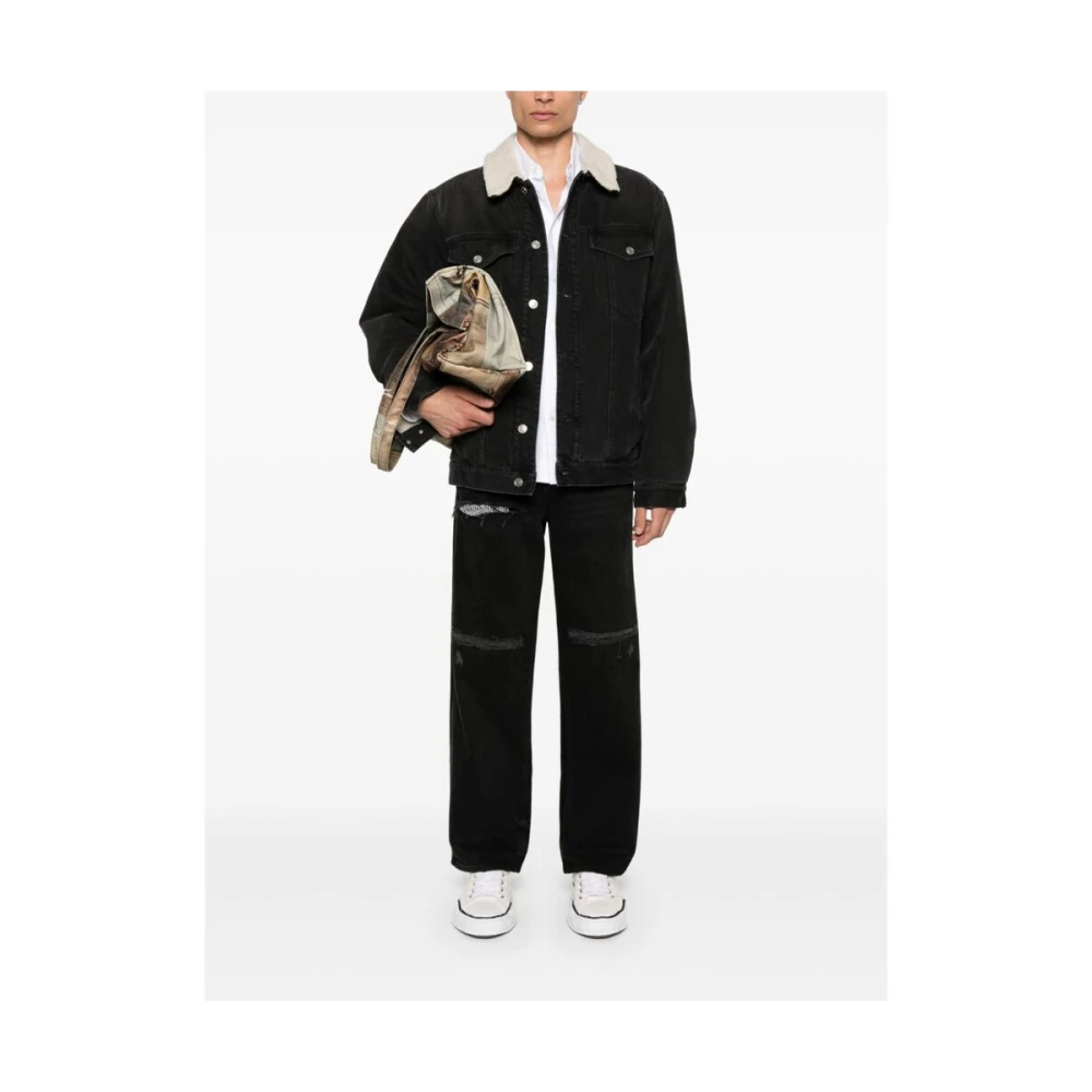 Isabel marant Zwarte Denimjas met Shearling Voering Black Heren
