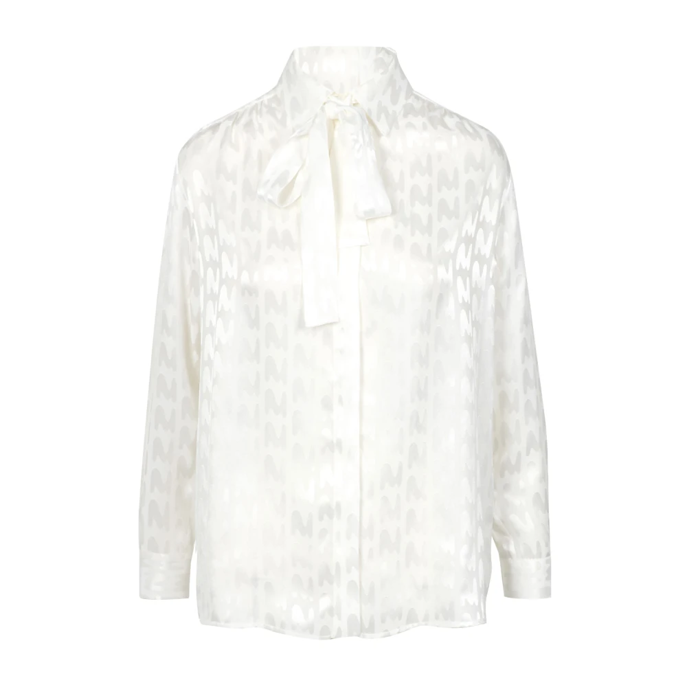 Msgm TheMwave Jacquard Satijnen Overhemd Wit White Dames