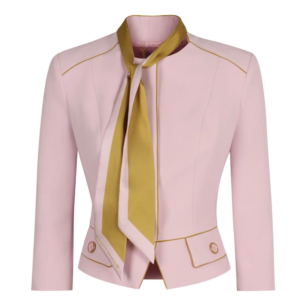 Elisabetta Franchi Stijlvolle Striksluiting Jas Pink Dames