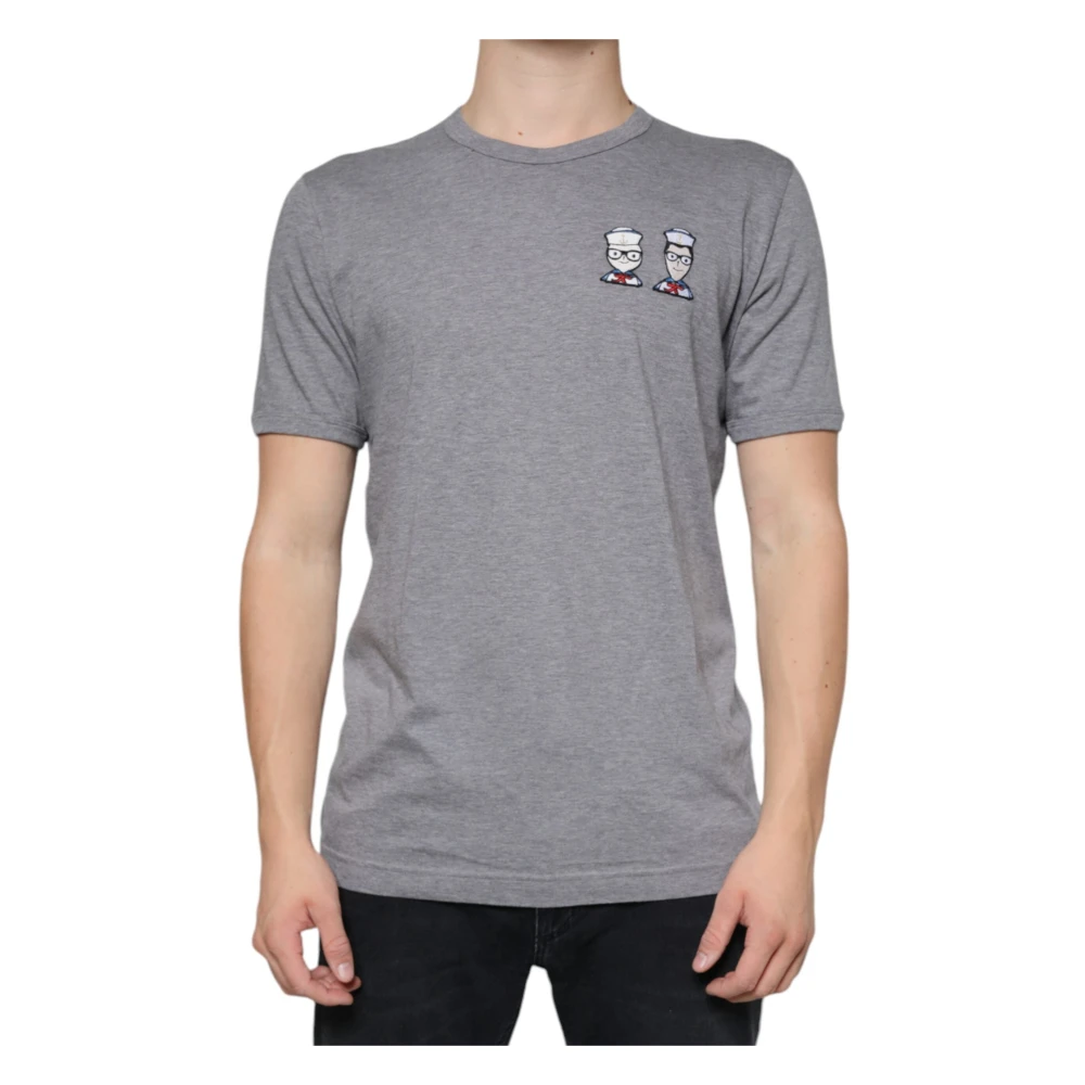 Dolce & Gabbana Men's Grey Cotton T-Shirt With Short Sleeves