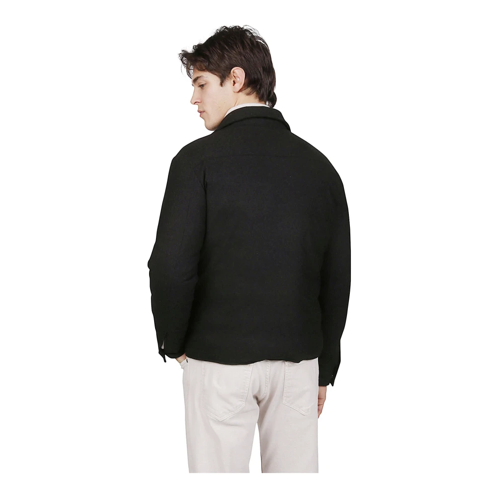 Eleventy 14 Micron Wollen Jas Shirt Black Heren