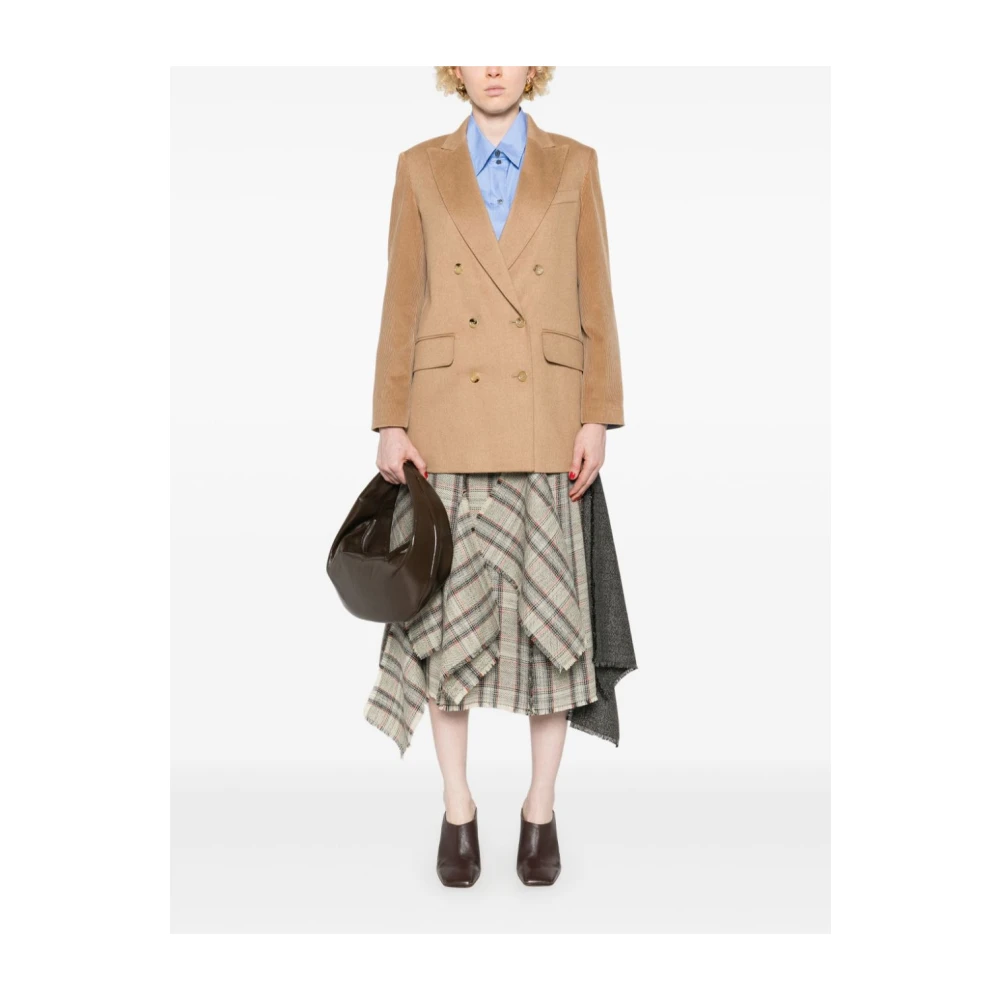 Max Mara Kameel Haar Dubbel-Borst Jas Brown Dames