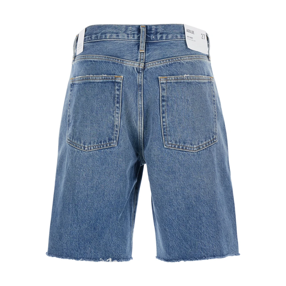 Agolde Blauwe Denim Korte Broek met Knoopsluiting Vrouw Blue Dames
