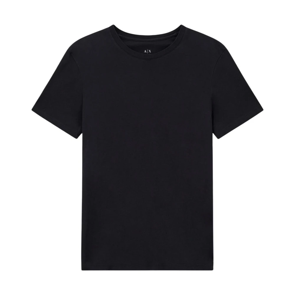 Armani Exchange Mannelijk Zwart Rondhals T-Shirt Van Katoen Met Korte Mouwen