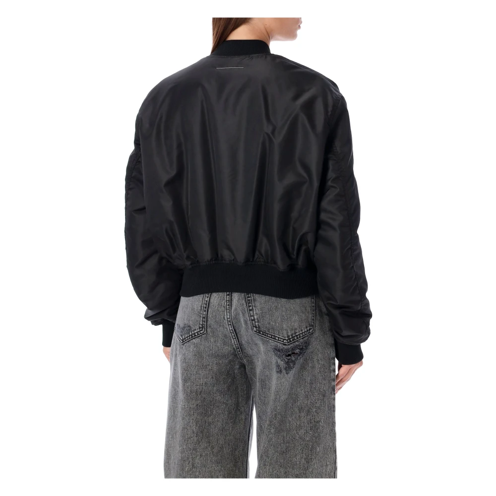 MM6 Maison Margiela Zwarte Bomberjas van Nylon Black Dames