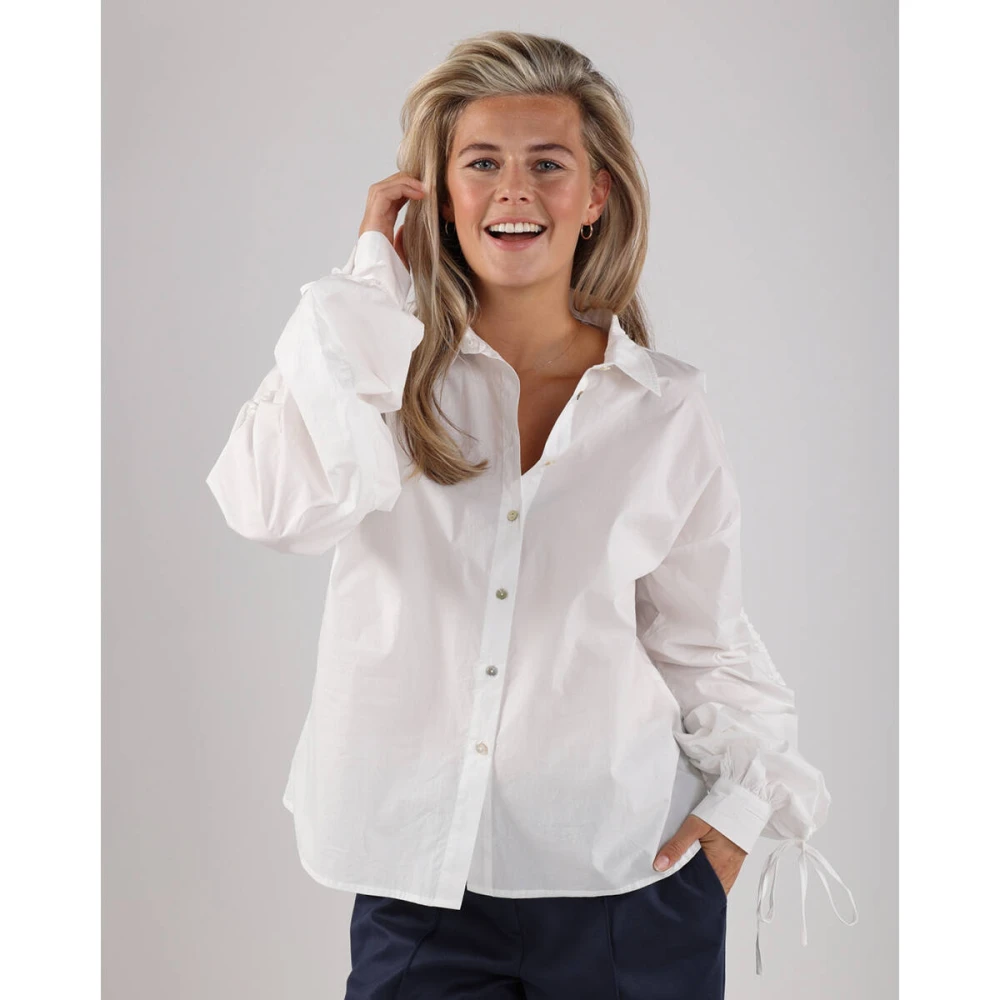 Nukus Roze Blouse lange mouw White Dames