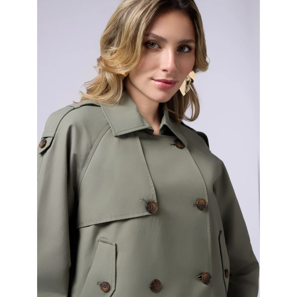 Oltre Korte double-breasted trenchcoat Green Dames