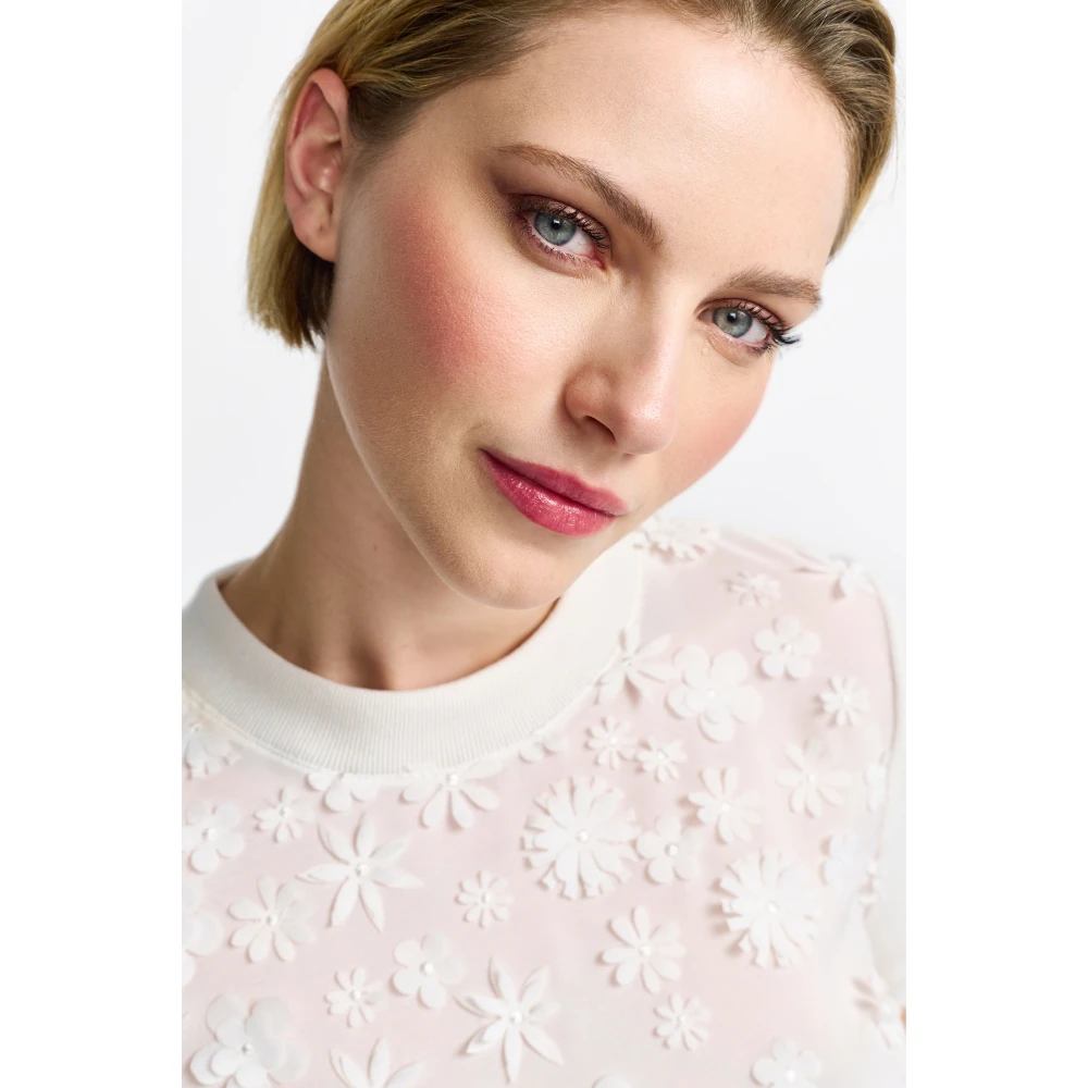 Rich & Royal Bloemen Gebreid T-Shirt Pink Dames