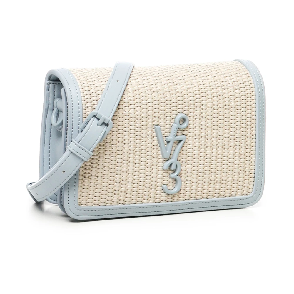 V73 Blauwe Leren Schoudertas met Logo Blue Dames