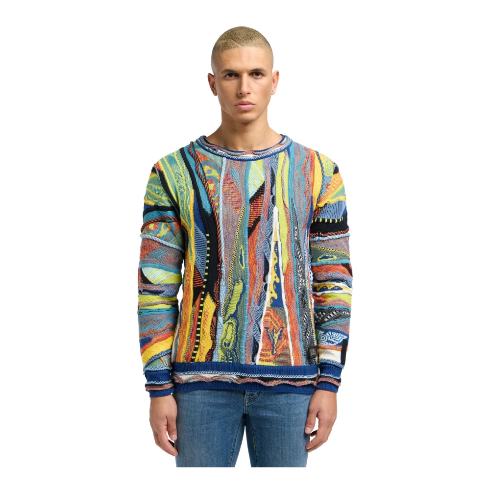 carlo colucci Kleurrijke Geometrische Gebreide Trui Multicolor Heren