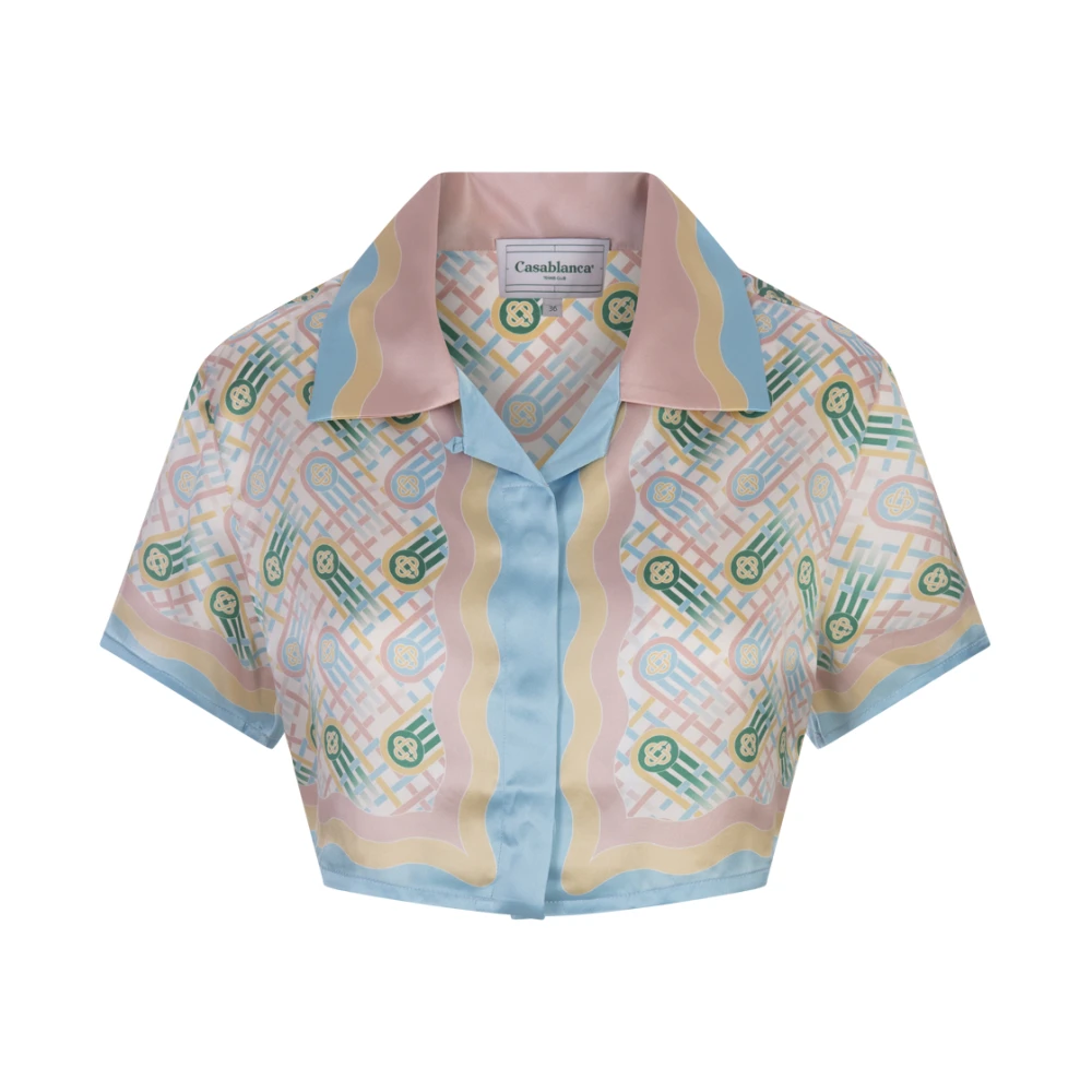 Casablanca Ping Pong Zijden Twill Crop Shirt Multicolor Dames