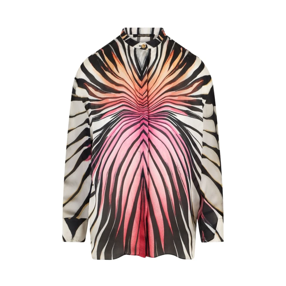 Roberto Cavalli Multicolor Ray Of Paradise Print Silk Shirt - Female - Shirts - L - Blouses & Shirts