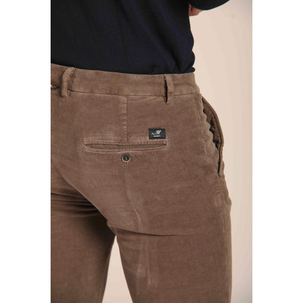 Mason's Slim Fit Fluwelen Chino Broek Brown Heren