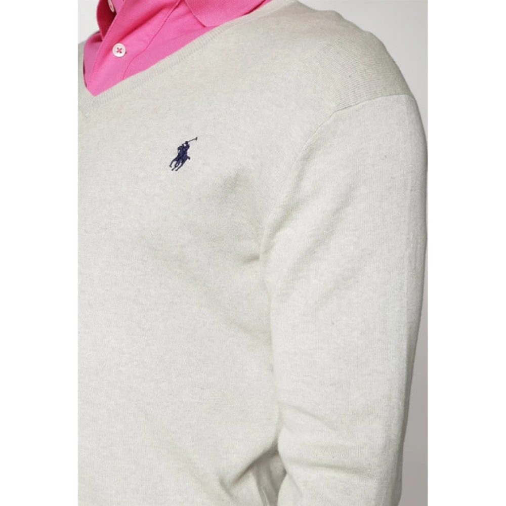 Polo Ralph Lauren V-hals Pima Katoen Trui Gray Dames