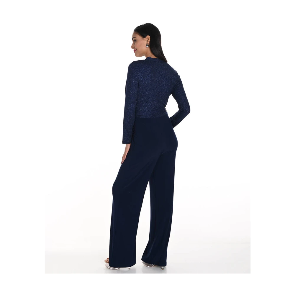 Frank Lyman Metallic Jumpsuit met Lange Mouw Blue Dames
