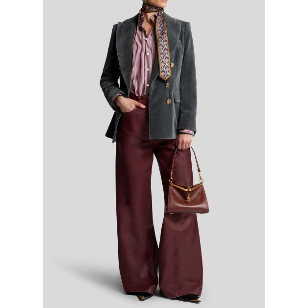 ETRO Dubbelbreasted fluwelen katoenen jas met metalen knopen Black Dames